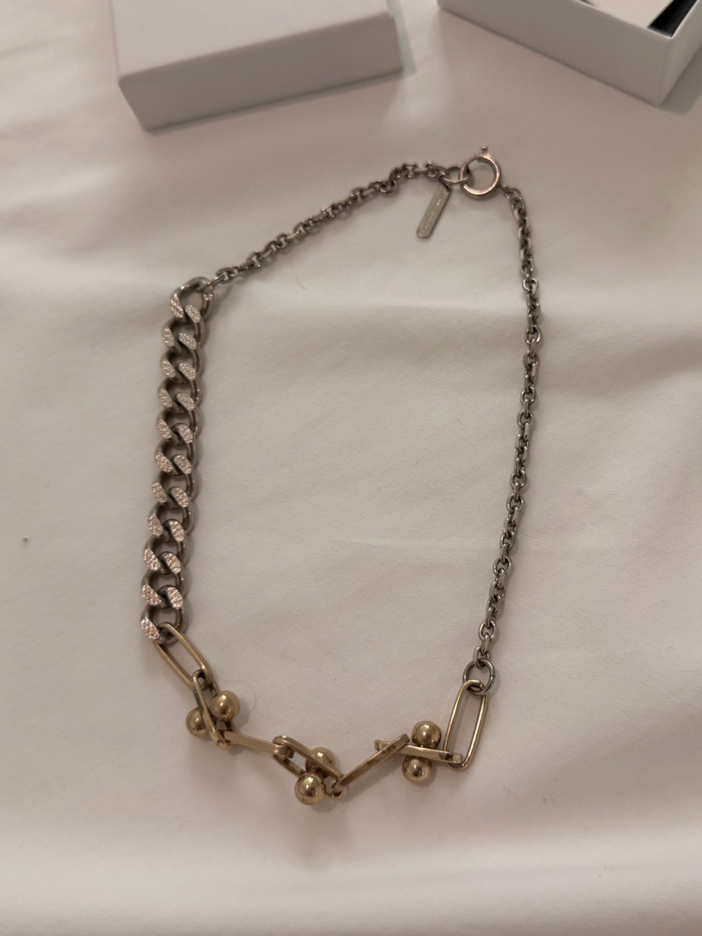 Justine Clenquet Two-Tone Chain Necklace with Gold Link Accents